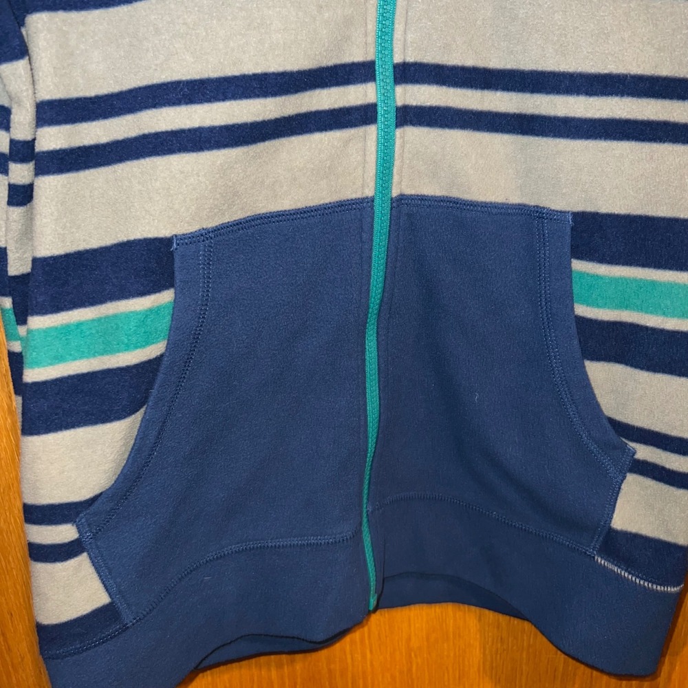 The North Face Fleece Hoodie Boys L 14/16 Blue Striped Full Zip Excellent Jacket - Picture 3 of 10